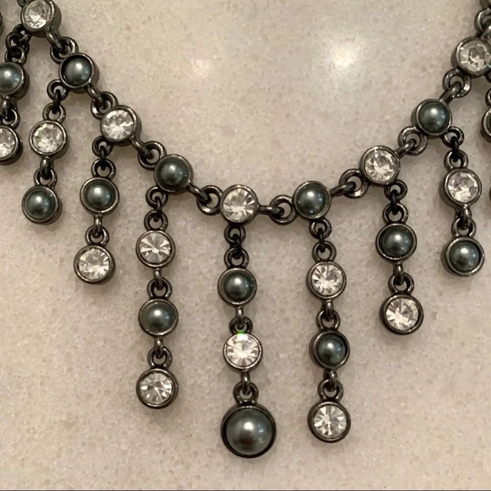 Dangly Diamond Collar Necklace — Adjustable Chain - Picture 2 of 7